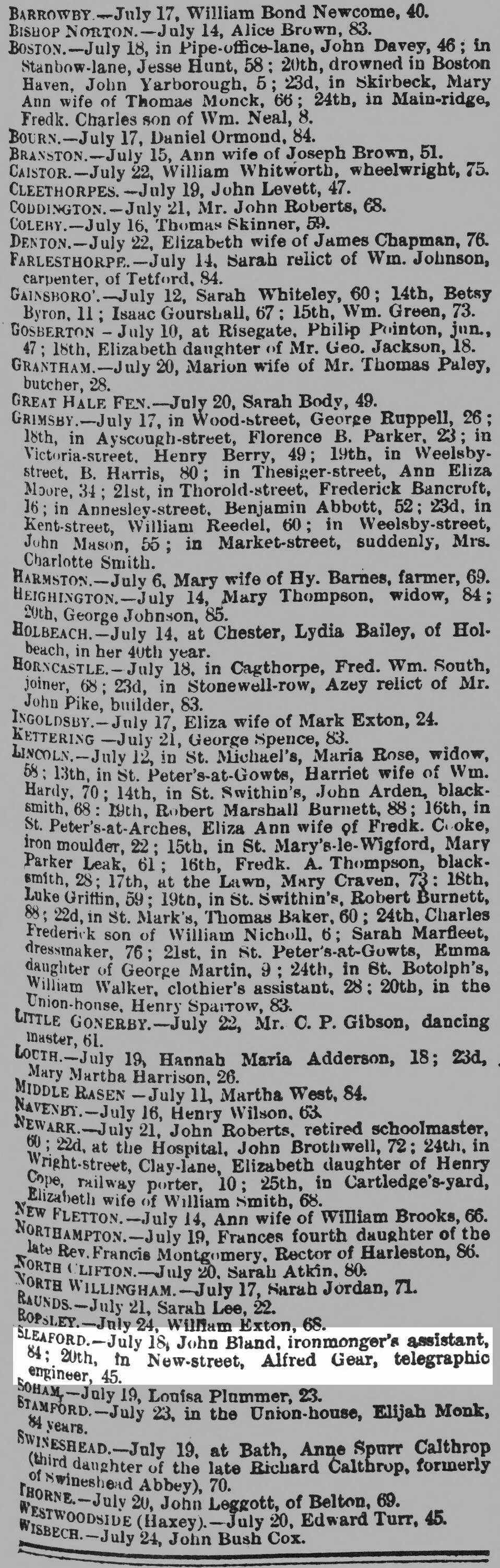 John Bland death notice
