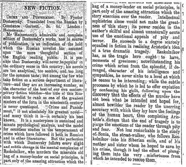 1914 review of Crime and Punishment
