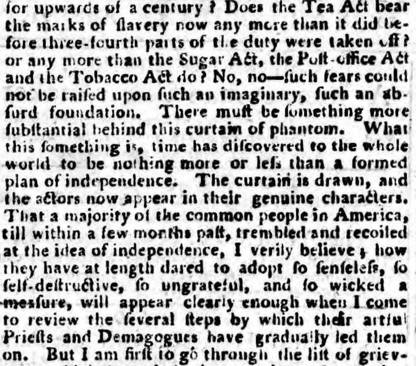 Kentish Gazette, American Independence