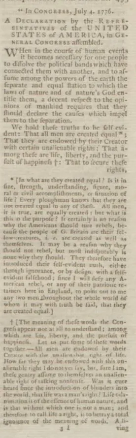 Scots Magazine reprints American Declaration of Independence