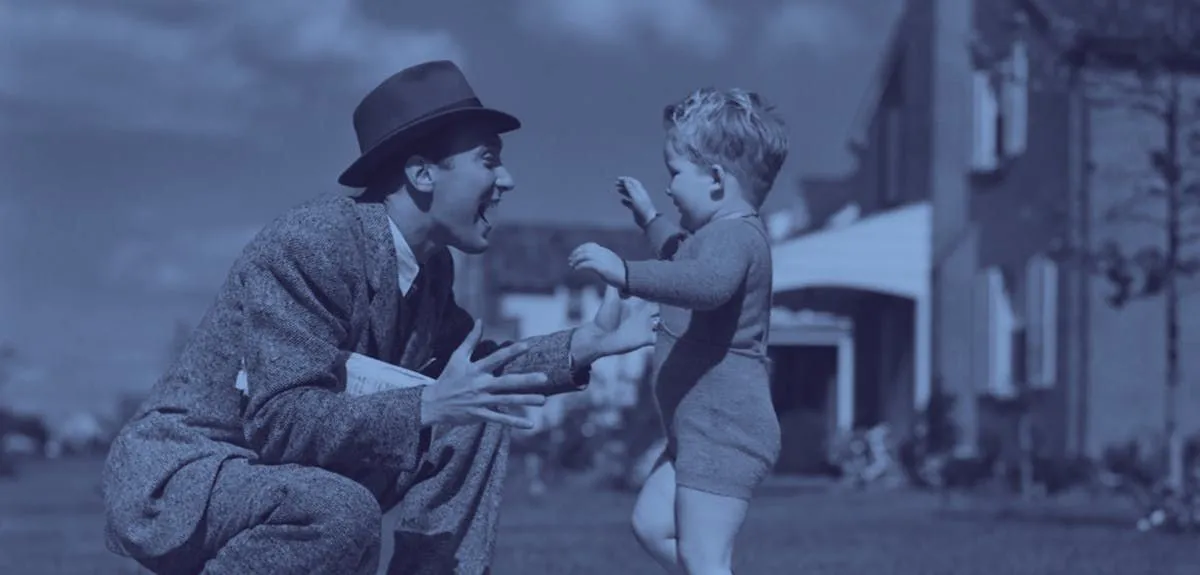 vintage photo of a father and young son