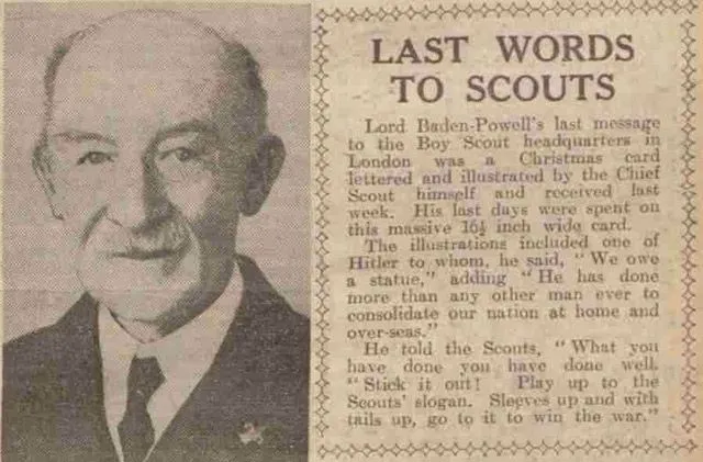 Baden-Powell's final words to the Boy Scouts
