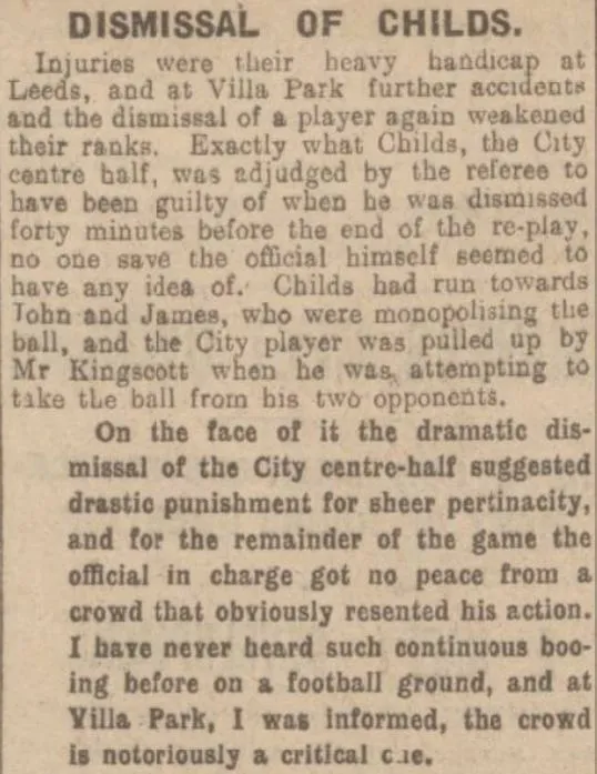 Childs is sent off during the semi-final