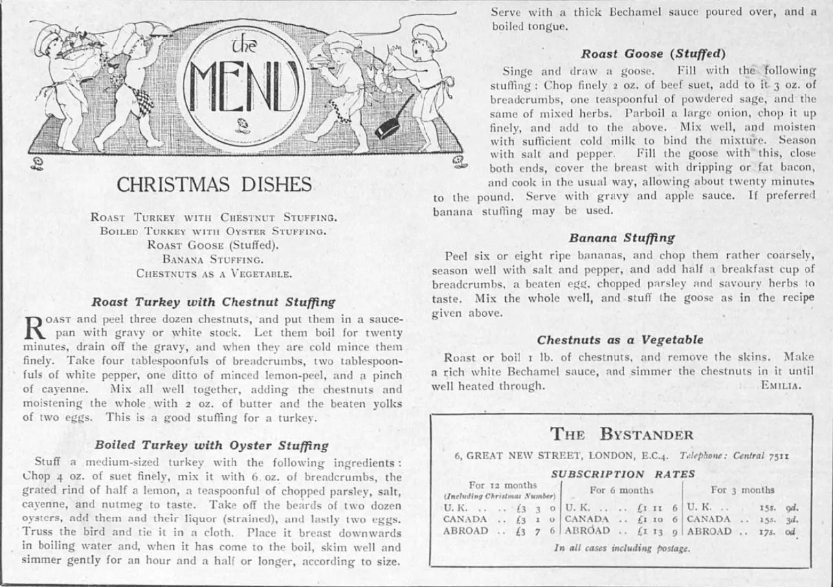 Christmas menu