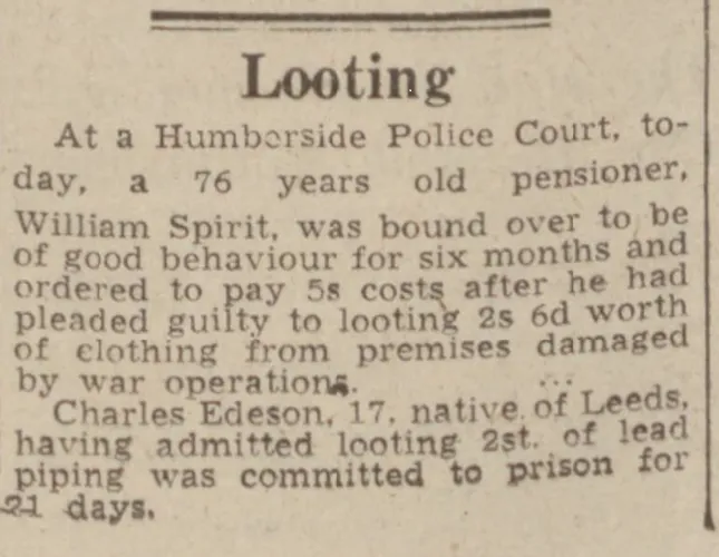 Crime & the Blitz, looting - Hull Daily Mail - Monday 30 June 1941