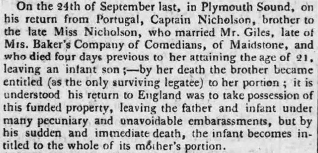 An inheritance announcement in the Hampshire Chronicle