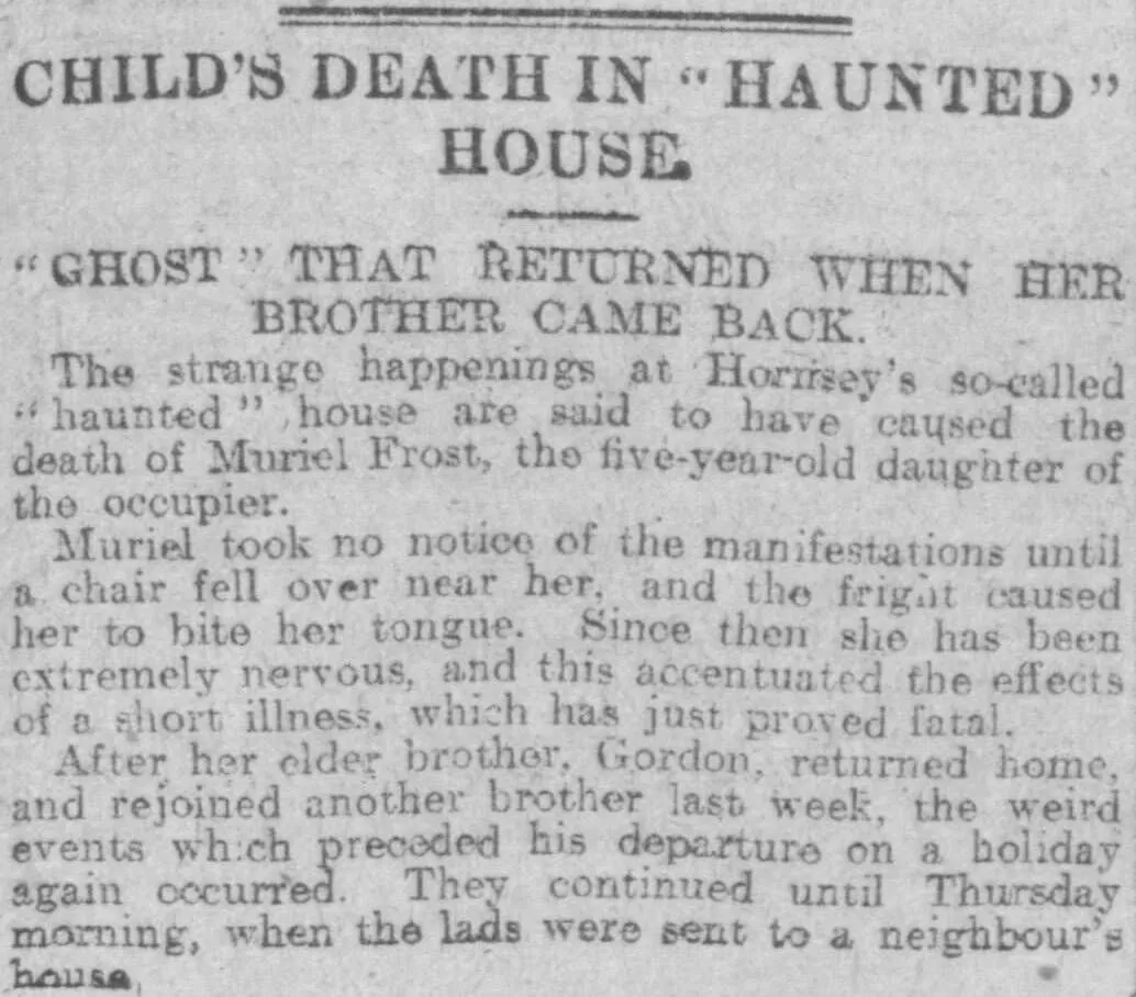 Child's death in haunted house