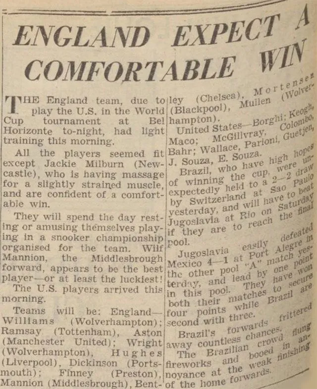 England faced the US at the 1950 World Cup