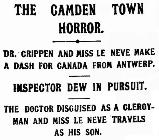 Crippen flees headline