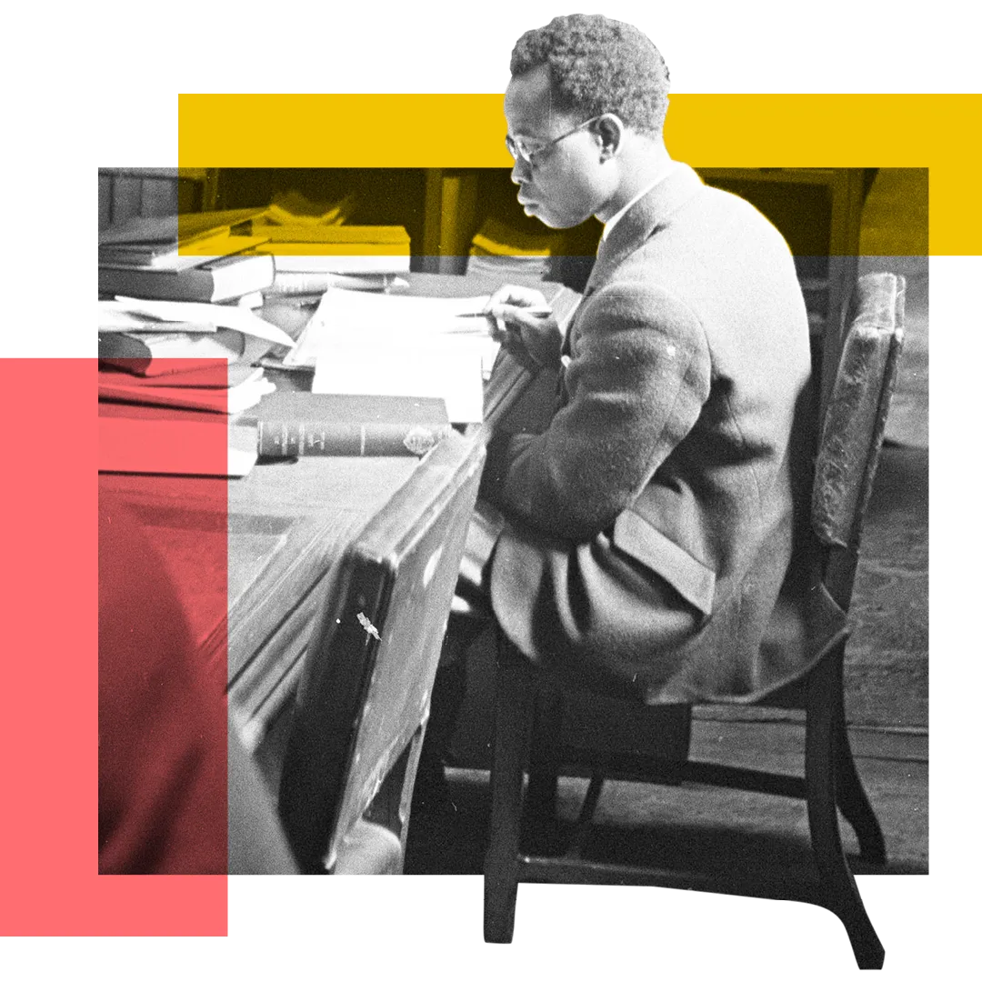 A man studies at a British library