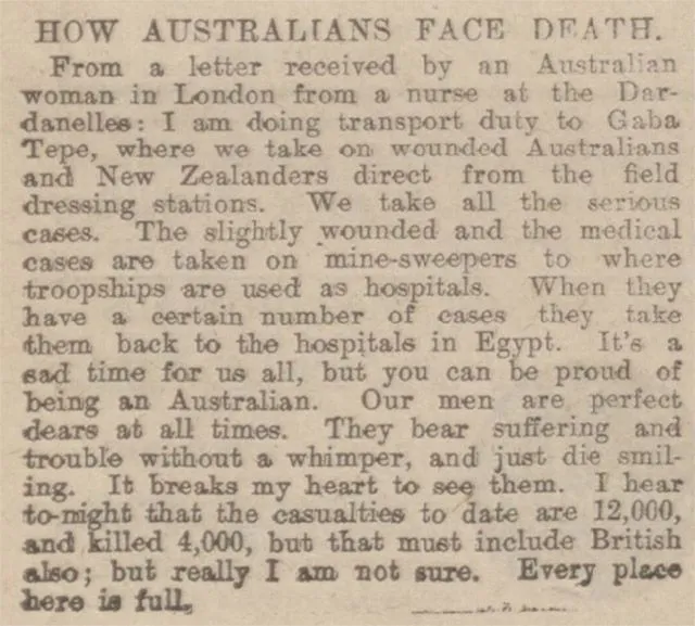 Letter from Gallipoli in 1915