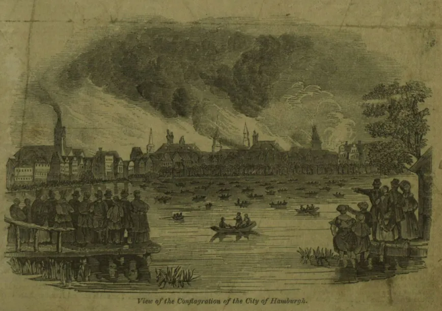 Fire in city of Hamburg, 1842, Illustrated London News