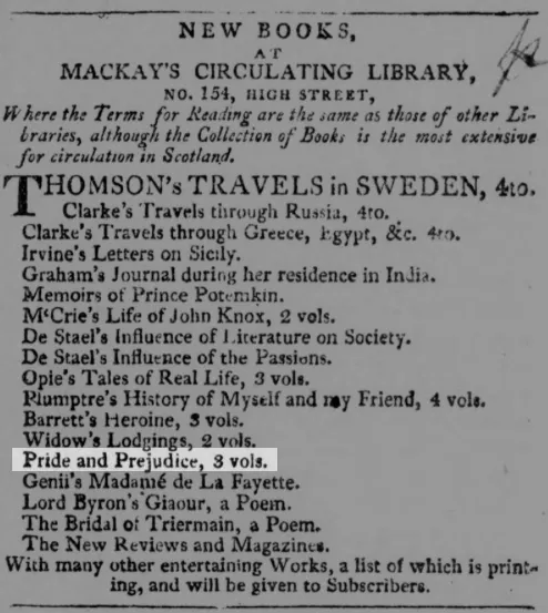 Austen's Pride and Prejudice in Mackay's