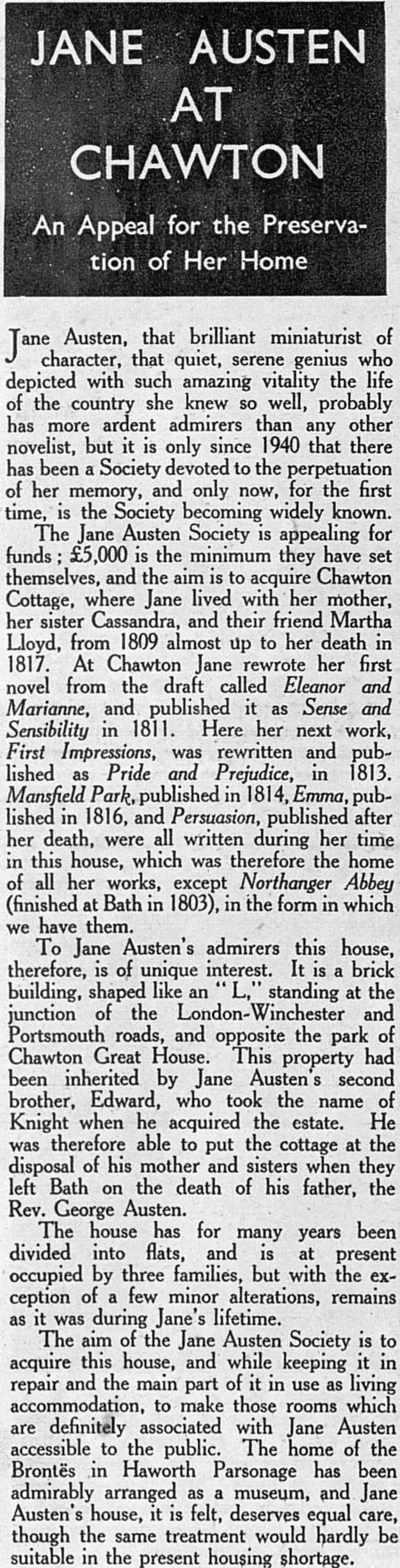 Preserving Jane Austen's home