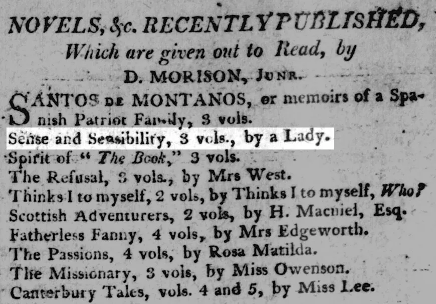 Notice for Sense and Sensibility