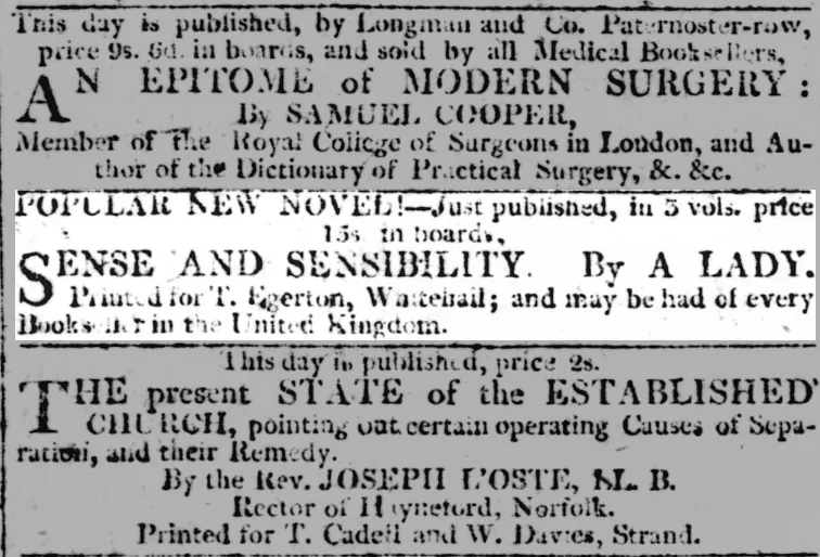 Austen's Sense and Sensibility published