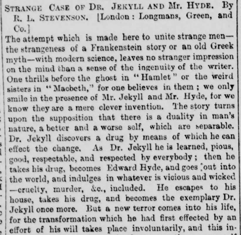 Review of Dr Jekyll and Mr Hyde