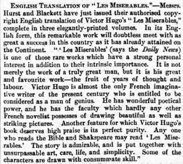Review of Les Miserables by Victor Hugo