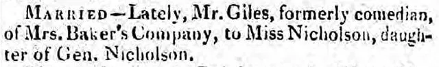 A marriage announcement from the Kentish Gazette