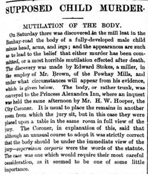 Supposed child murder Exeter