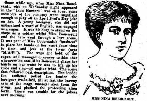 Nina Boucicault's performance was drowned out by an April Fools Day joke