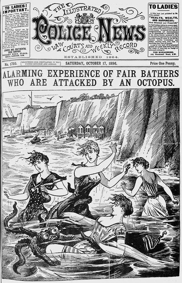 Octopus attack depicted in the Illustrated Police News