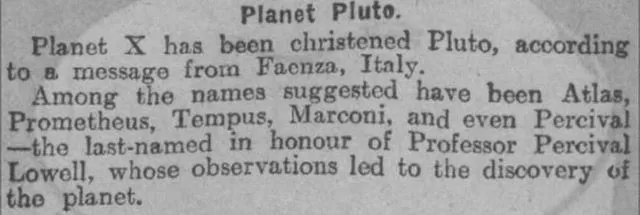Pluto almost named Percival