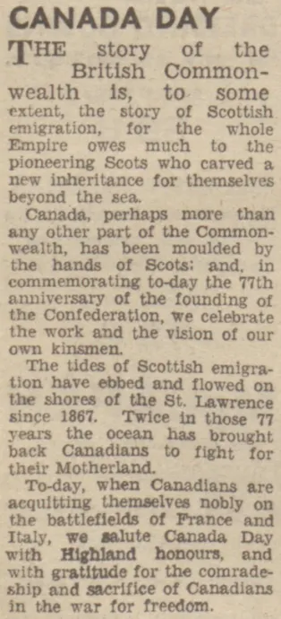 Canada Day celebrated by Scots