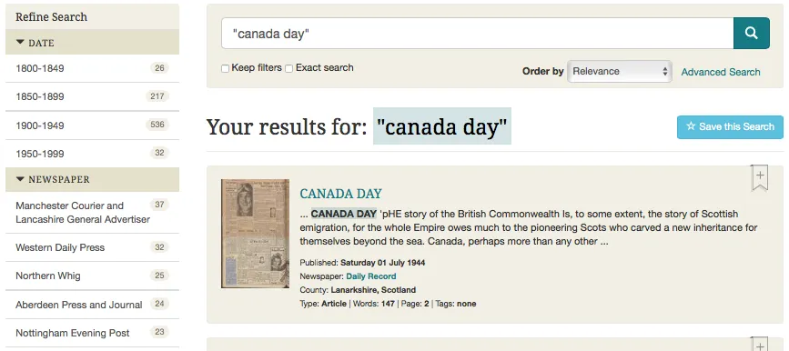 'Canada day' search