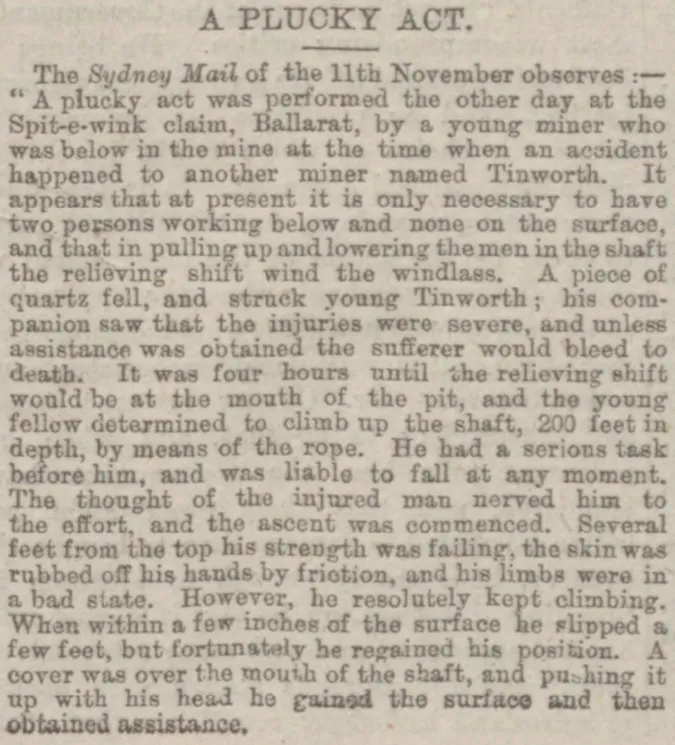 Miner Tinworth injured