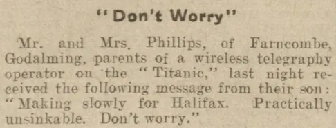 Titanic 'don't worry'