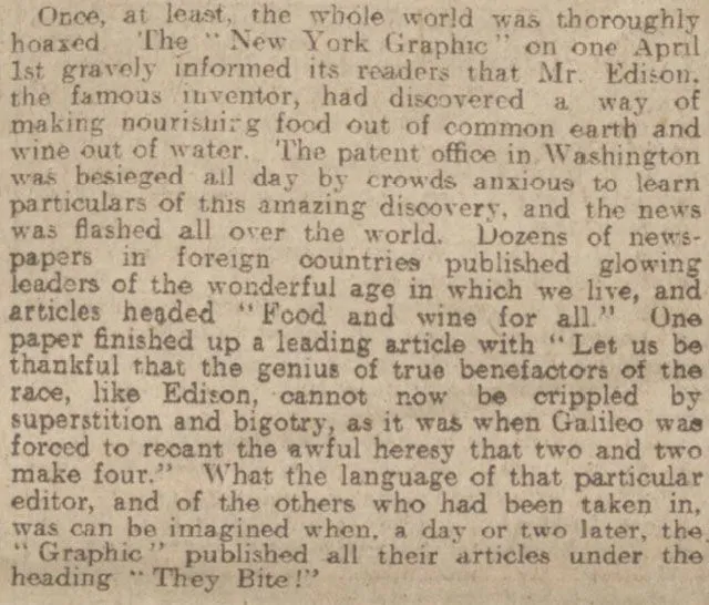Thomas Edison allegedly invented a machine to turn water into wine in 1878