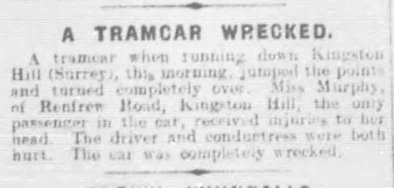 Tramcar accident Newcastle