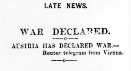 The Yorkshire Evening Post reports the start of the First World War