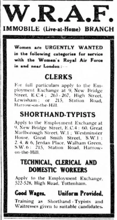 WRAF needed 1918