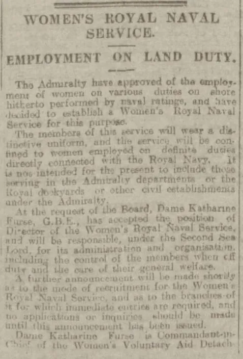 Women's Royal Naval Service 1917