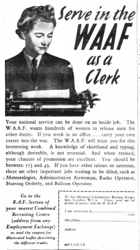 WAAF recruitment image
