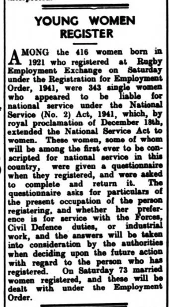 Second World War women register for work