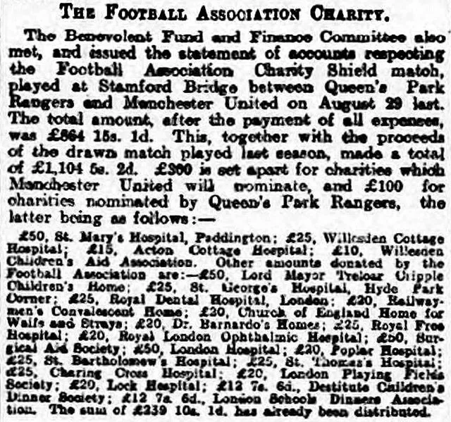 The result of the 1908 FA Charity Shield was reported in the Yorkshire Post and Leeds Intelligencer