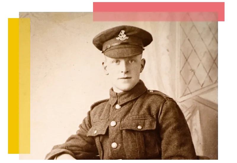 A First World War Soldier sitting for a portrait