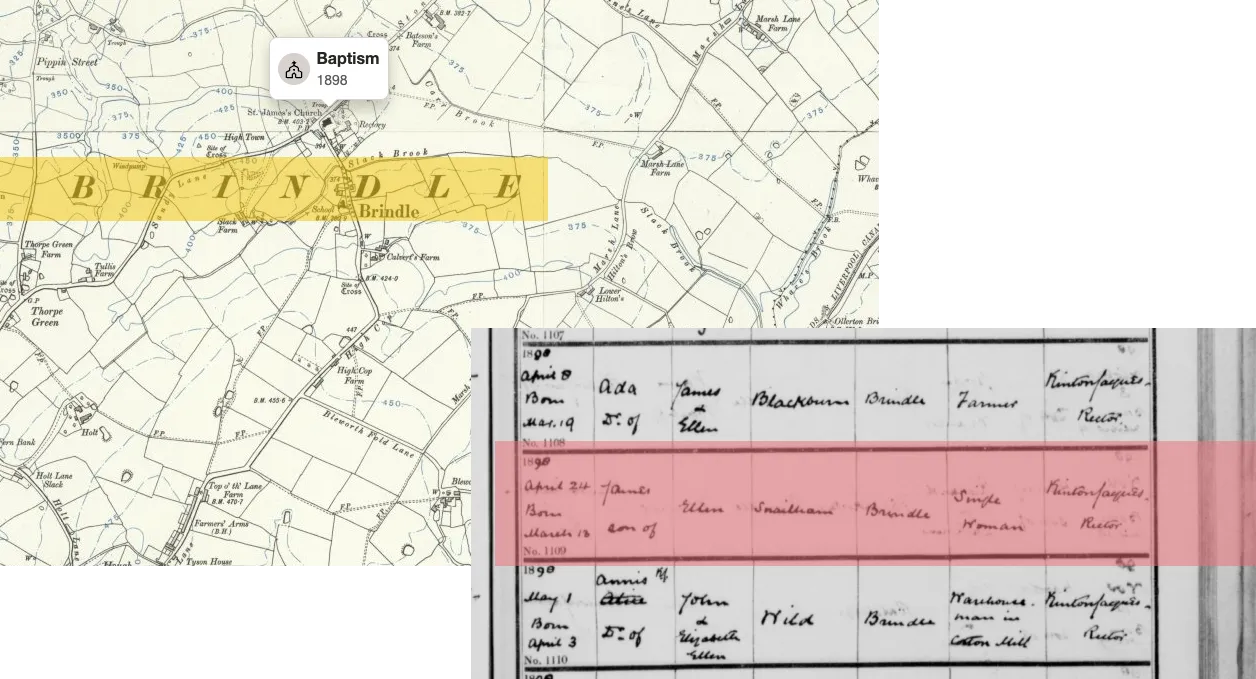 A historic map and a record for James Snailham
