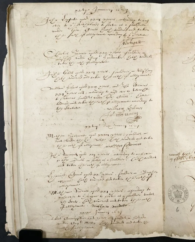 Hand-written record in seventeenth-century script known as secretary hand 