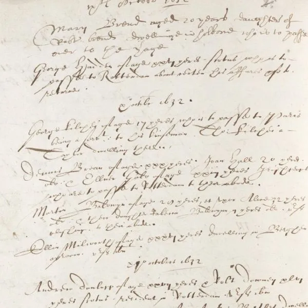 Hand-written record in seventeenth-century script known as secretary hand 