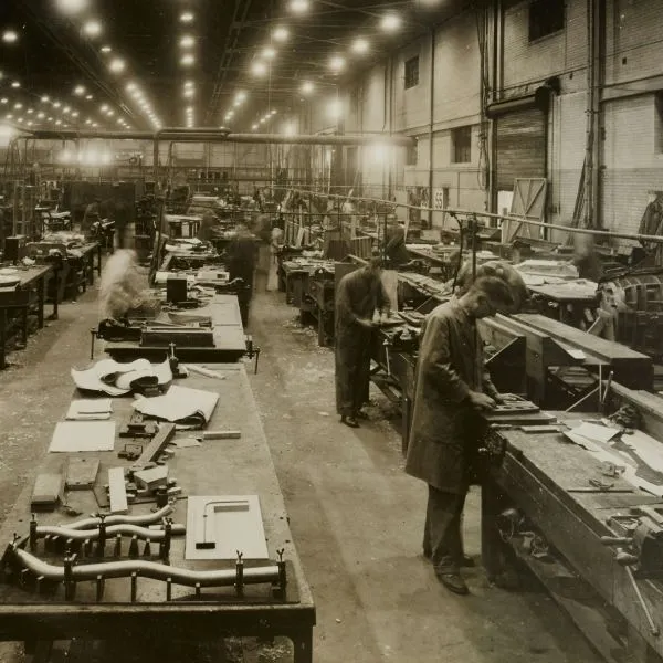 Workers in the Castle Bromwich Aeroplane Factory in Birmingham c. 1940-1946