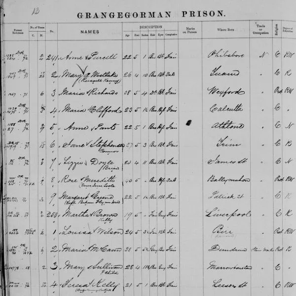Image of a record from Grangegorman Prison