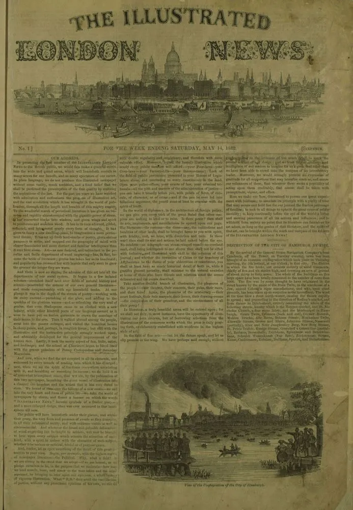 Front page of the The Illustrated London News from 14 May 1844