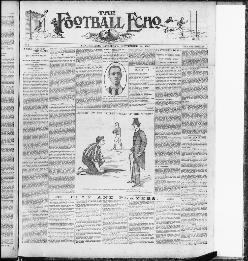 Front page of the Football Echo (Sunderland) from 14 September 1907