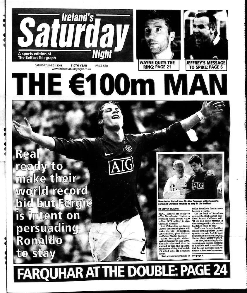 Front page of Ireland's Saturday Night from 21 June 2008