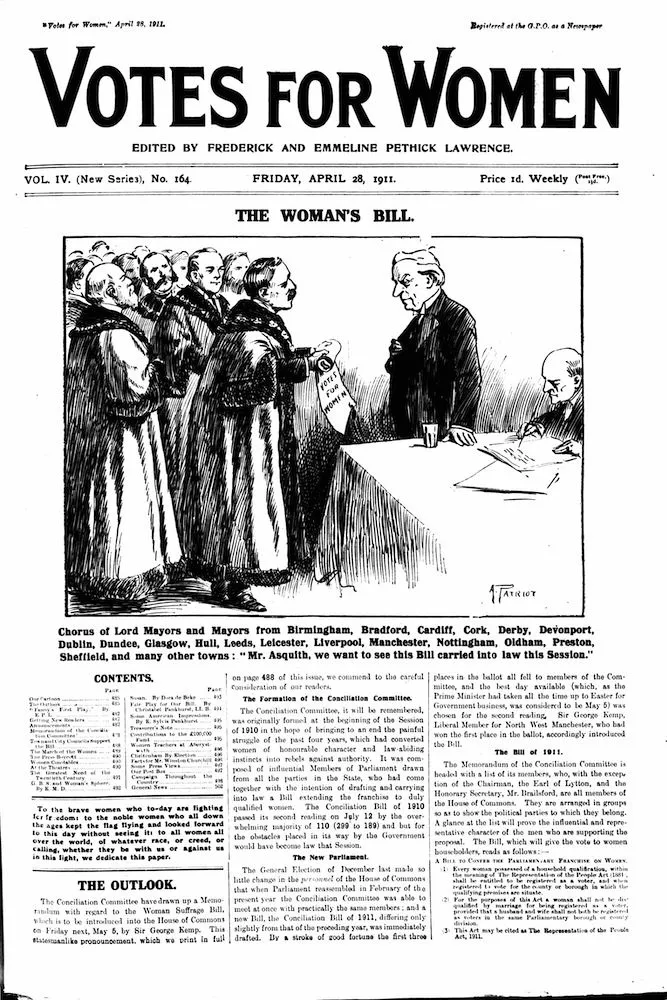 Cover of the Votes for Women newspaper from 28 April 1911