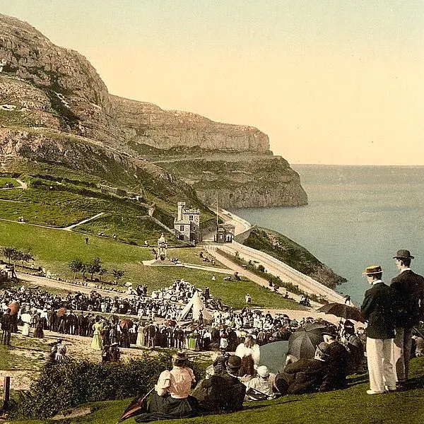Coloured photograph of Happy Valley, Llandudno, Wales. Llandudno Wales, ca. 1890 